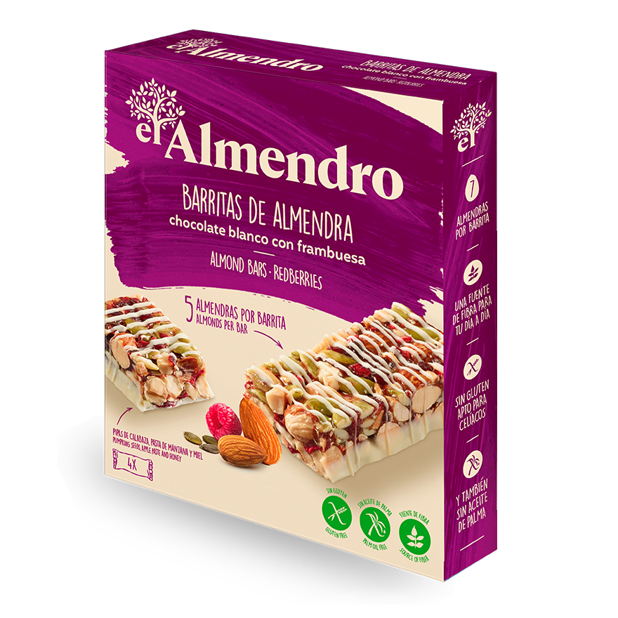 El Almendro - Barritas de Almendra chocolate blanco con frambuesa