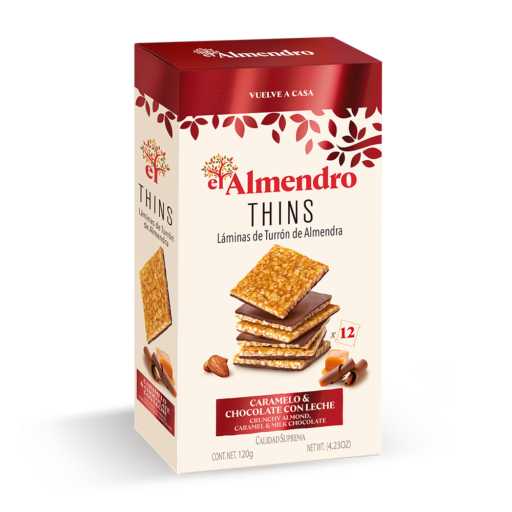 El Almendro - Thins caramelo y chocolate con leche